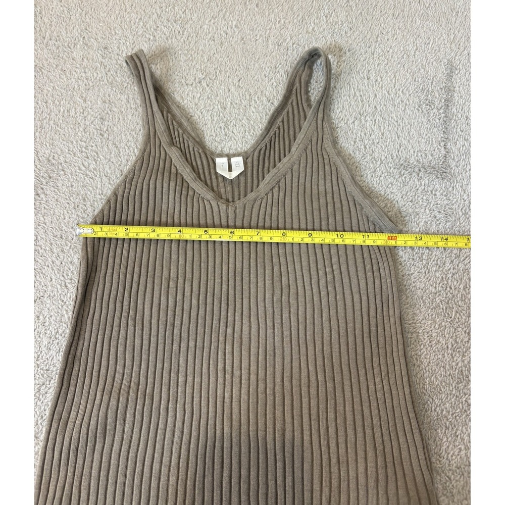 Arket Ribbed Knit Tank Top Taupe Brown V-Neck Sleeveless‎ Slim Fit Small Classic - Picture 7 of 12
